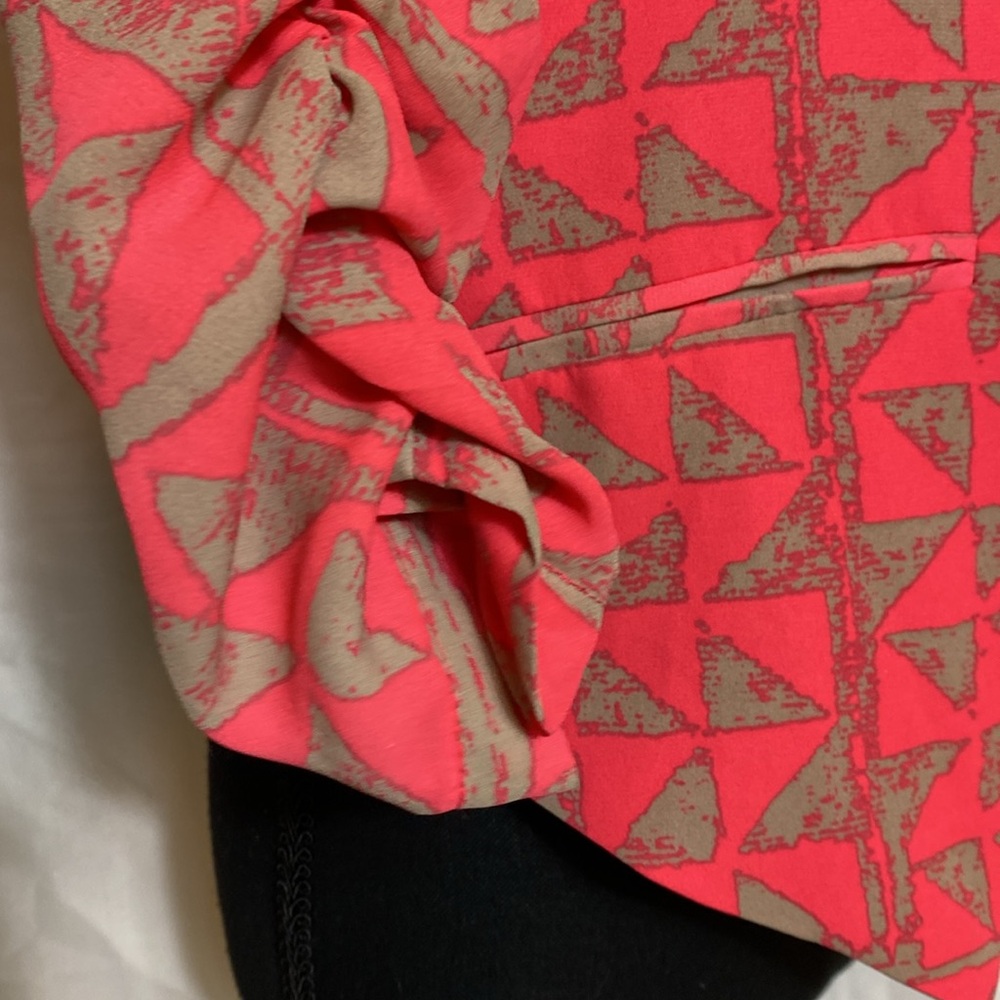 Retro Fuchsia Geometric Pattern Open Front Jacket S - Picture 3 of 9